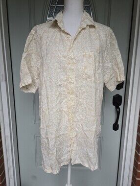 Club Room Luxury Linen Leaf Print Button Down